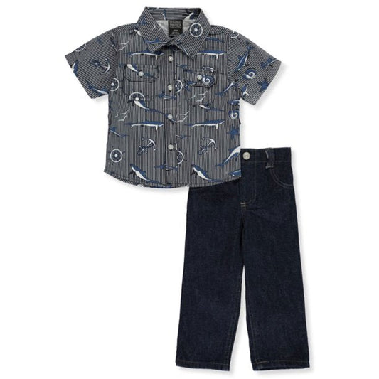 Quad Seven Baby boys Shark Stripes 2-piece set TUDiki